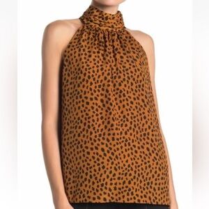 Joie Brown Erola B Leopard Print Halter Copper Color Blouse, XS